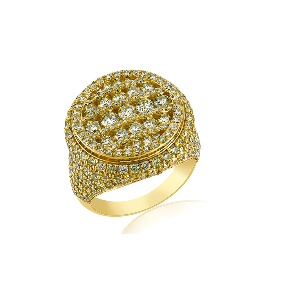 Unique Gold Men's 5.27 Cts. Diamond Large Round Ring by Fehu Jewel