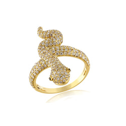 Gold Snake Ring With  1.26 Cts. Diamonds Men's Ring By Fehu Jewel