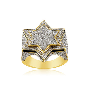 1.19 Cts. Diamond Star Design Hip Hop Diamond Men's Ring By Fehu Jewel