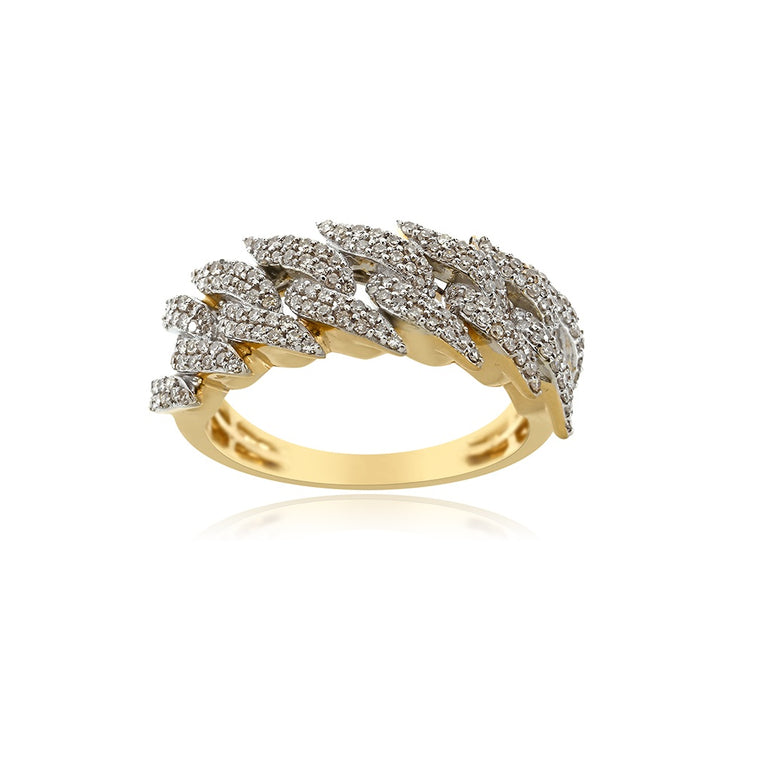 Cuban Link Ring With 0.71 Ct. Natural Round Diamond Men's Ring