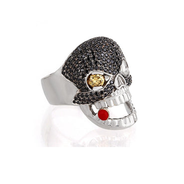 Gold Skull Ring with 1.92 Cts. Color Diamonds Men's Ring By Fehu Jewel