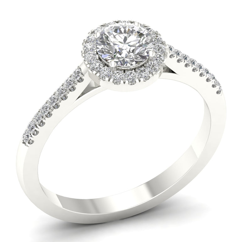 Fehu Jewel Bridal Ring Set Halo Engagement Ring With 3/4ct Natural Diamond.