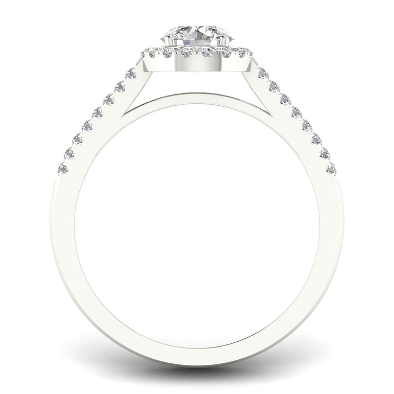 Fehu Jewel Bridal Ring Set Halo Engagement Ring With 3/4ct Natural Diamond.