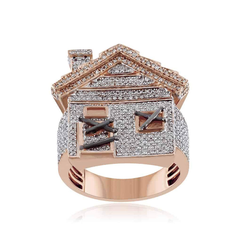Mini Trap House Diamond Hip Hop Ring rose gold