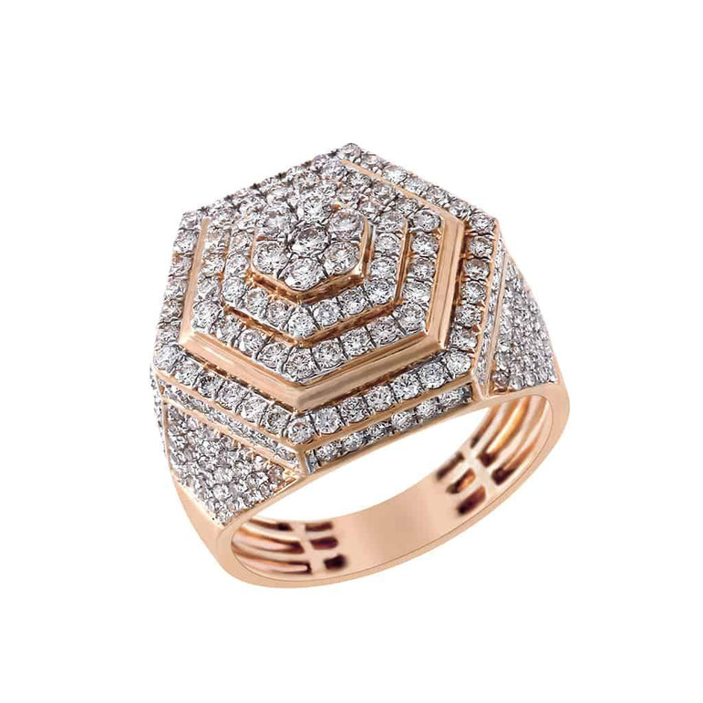 Hexagon Ring for Men rose gold