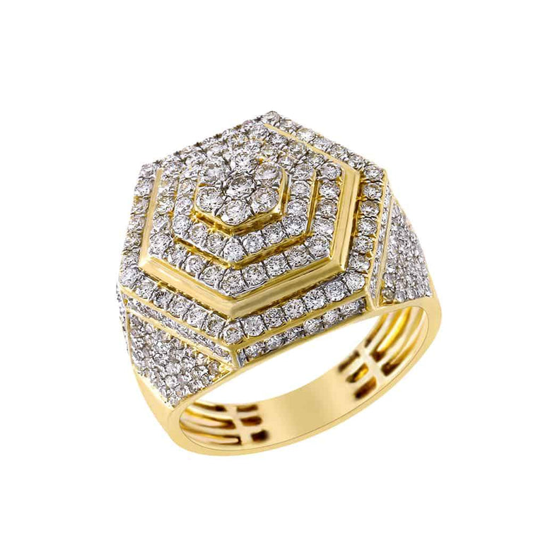 Hexagon Ring for Men yellow gold