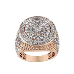 Beehive Pattern Round Halo Diamond Ring for Men rose gold