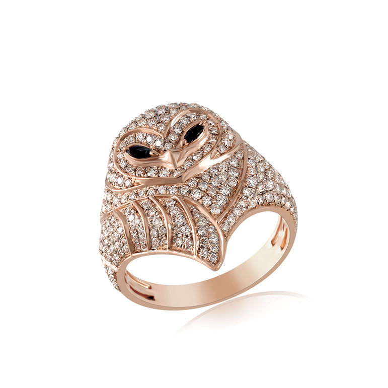 Rose Gold 3D OWL Hip Hop Mens Fashion Ring