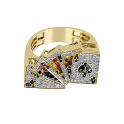 yellow gold Playing Card Gambler Ring for Men