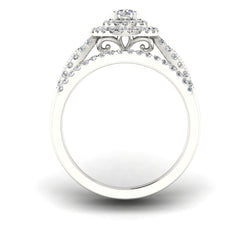 1/2Ct Natural Diamonds Bridal Ring Set Halo Engagement Ring
