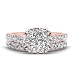 Halo Bridal Engagement Ring Set with 1/2ct Natural Round Cut Diamonds