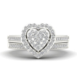 Bridal Ring Set Heart Engagement Ring with 1/3ct Natural Diamonds