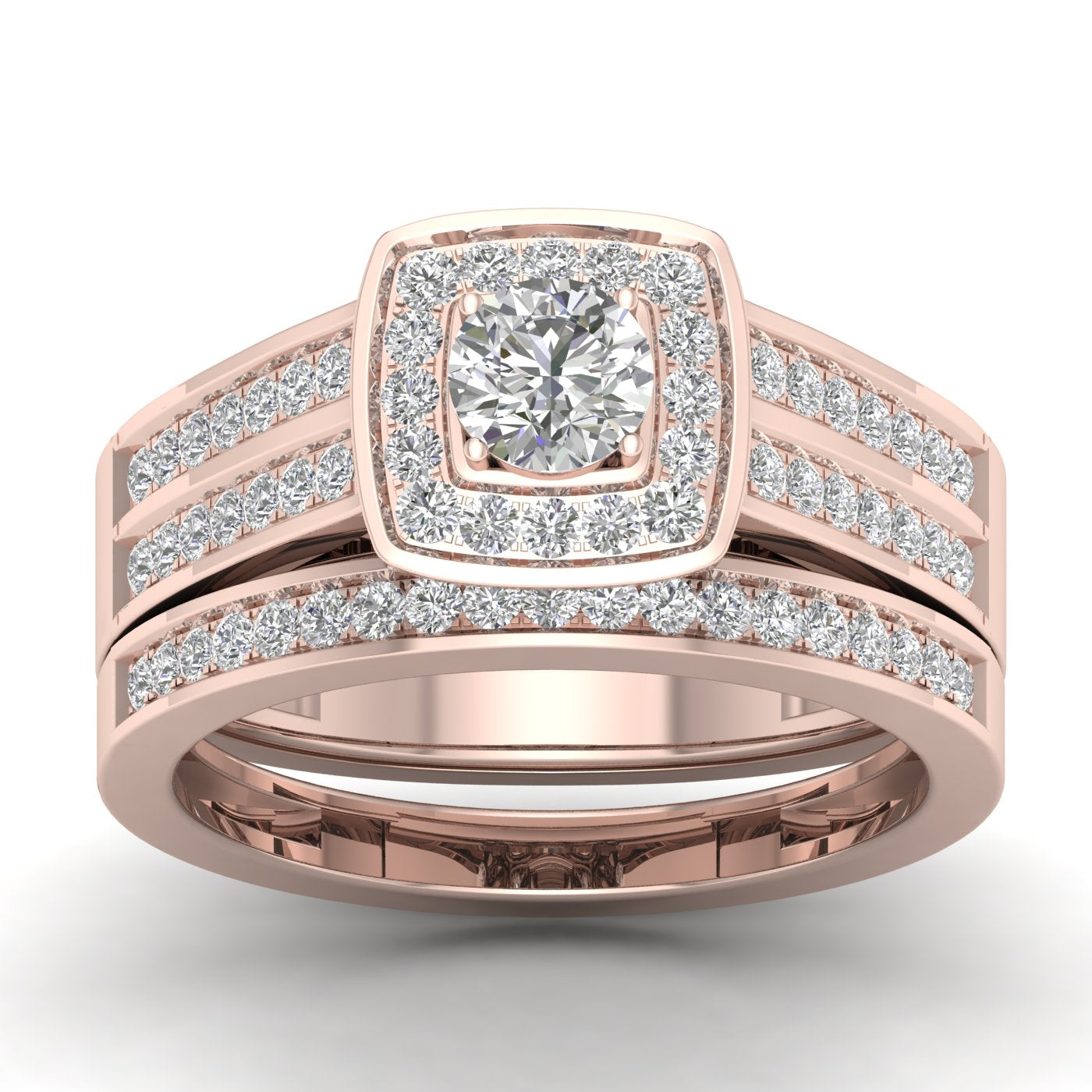 Fehu Jewel Bridal Ring Set, Engagement Ring Gold 3/4ct Natural Diamonds