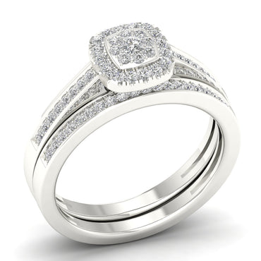 Bridal Ring Set, Engagement Ring Set 10kt Yellow Gold 1/3ct Natural Diamonds
