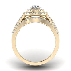 Bridal Ring Set Halo Engagement Ring with 3/4ct Natural Diamonds