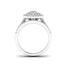 Fehu jewel Bridal Ring Set Halo Engagement Ring With 1.00ct Natural Diamond.