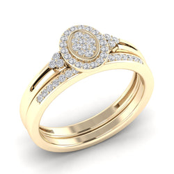 1/4Ct Natural Diamonds Bridal Ring Set Halo Engagement Ring