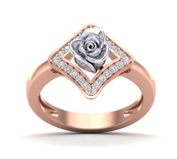 Rose Gold Rose Inside Square Channel Setting Ring