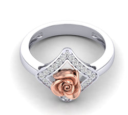 0.20Ct Wt Natural Diamond Rose Inside Square Channel Setting Ring by Fehu Jewel