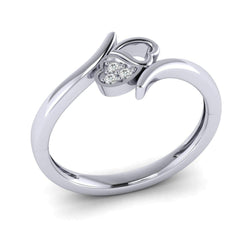 1/10ct Natural Diamond Gold Plated Silver Heart Diamond Ring For Newly Engaged Couple