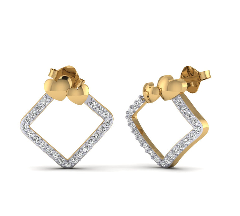 1/8ct Round Diamond Earrings 14K, 10K, Gold & 925 Silver By Fehu Jewel