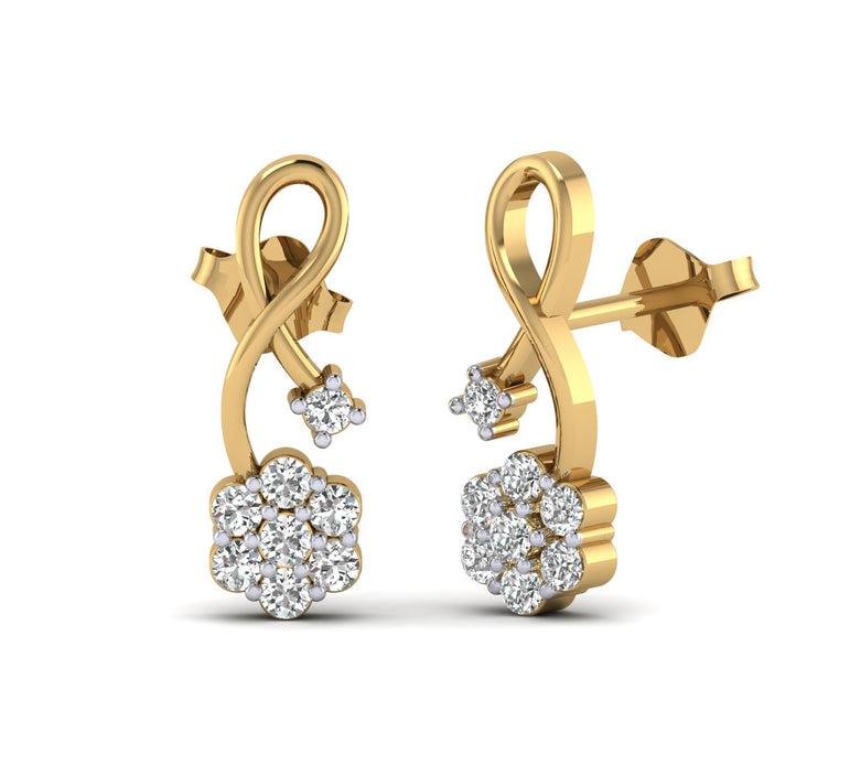 1/4ct Round Diamond Earrings 14K, 10K, Gold & 925 Silver By Fehu Jewel