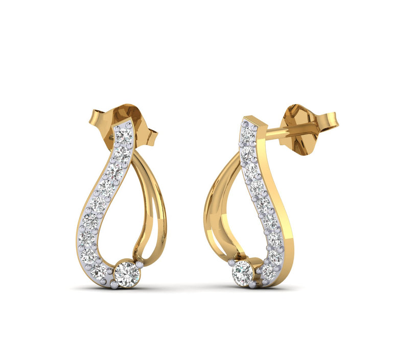 1/5ct Round Diamond Earrings 14K, 10K, Gold & 925 Silver By Fehu Jewel