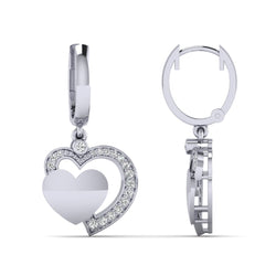 1/3ct Round Diamond Heart Earrings 14K, 10K, Gold & 925 Silver By Fehu Jewel