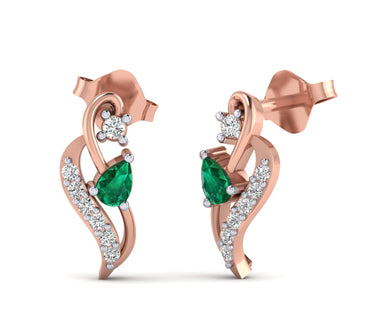 1/10ct Round Diamond & Color Stone Earrings By Fehu Jewel