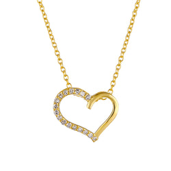 1/6ct Natural Diamond Heart Gold plated Silver Necklace Pendant For Women