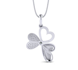 1/5Ct Natural Round Diamond Heart and Butterfly Pendant in Gold Plated Silver by Fehu