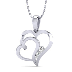 1/10ct Natural Diamond Dual Heart Pendant in Gold Plated Silver By FEHU