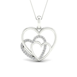1/6ct Natural Diamonds Gold Plated Silver Three Heart's in One Heart Diamond Pendant