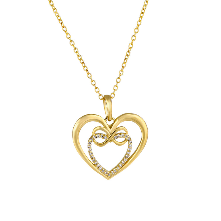 Yellow Gold Diamond Infinity Heart necklace 
