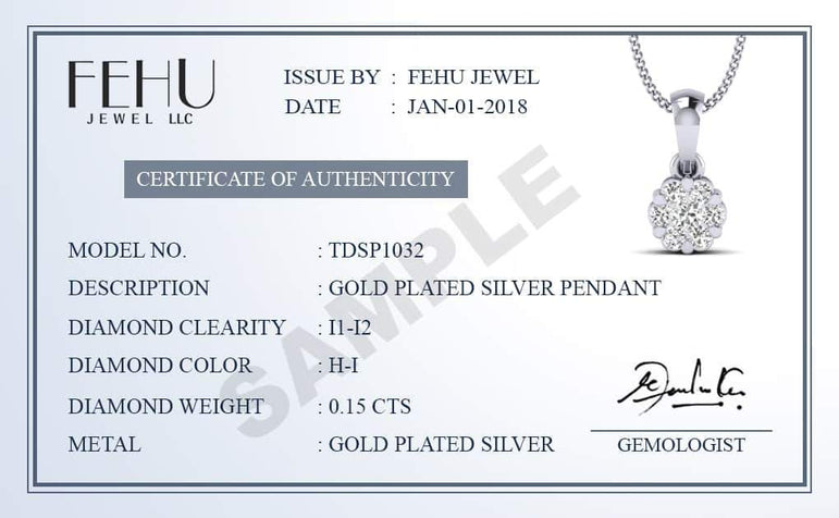 1/5Ct Natural Diamond Love At First Heart Sight Pendant in Gold Plated Silver By Fehu
