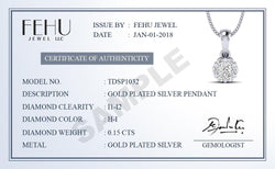 1/10ct Natural Diamond Gold Plated Silver Latest Design Diamond Pendant For Women