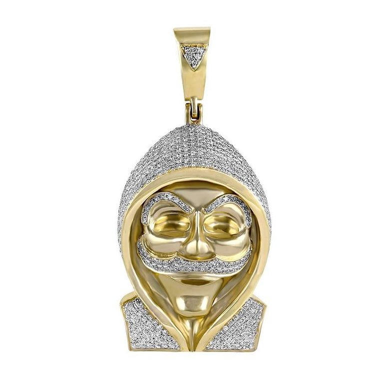 Anonymous Mask Hacker Pendant yellow gold