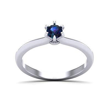 Solitaire Blue Gemstone Gold Plated Silver Engagement Ring 